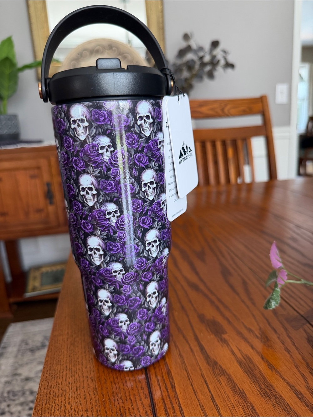 Hydra peak Purple Skull & Rose Travel Tumbler 32oz Halloween 2026 NWT